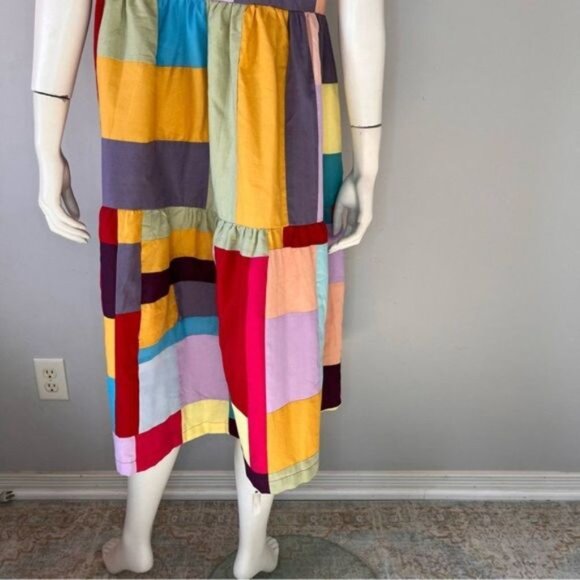 Hand Made Patchwork Tiered Sundress with Shoulder Straps Size M-L - Picture 7 of 10